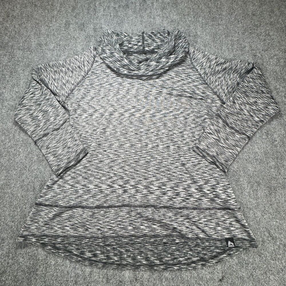 RBX Women's 2X Cowl Neck Athletic Pullover Thumb Hole Long Sleeve Top Gray